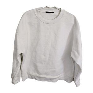 Jenni Kayne Marina Sweatshirt Medium White Pullover Boxy Fit Sweater Comfort